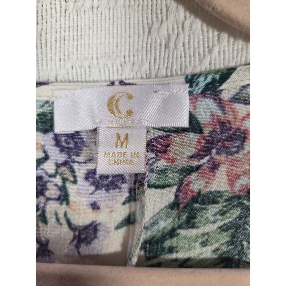 Y2k Floral Printed Wrap Tie Front Flowy Boho Dolman Sleeve Blouse Size M - Picture 5 of 8
